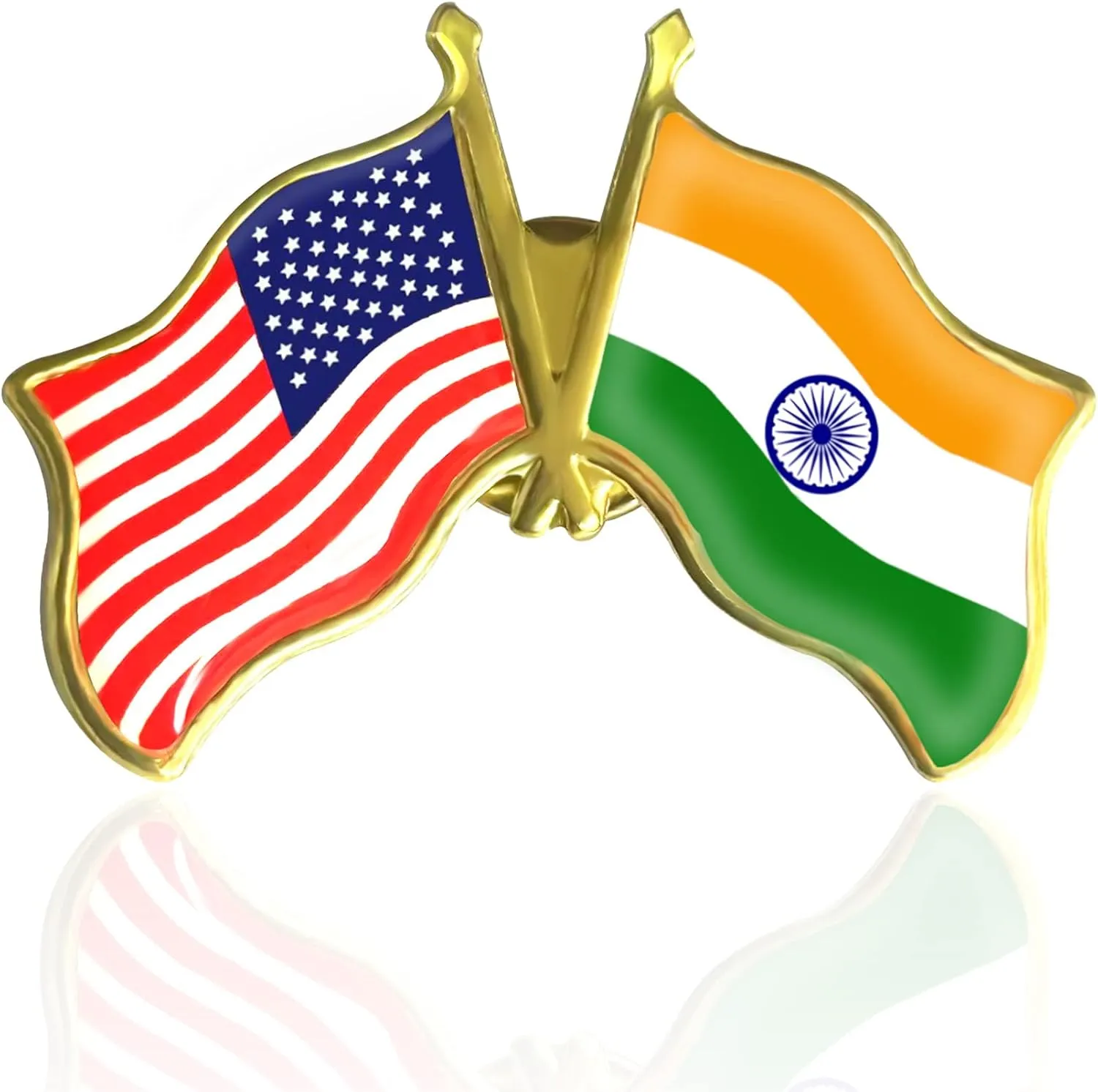 6/12/50/100 Pack-American India Friendship Flag Pins Bulk -1.5” Metal Patriotic US USA Indian Lapel Pins Badge Souvenir