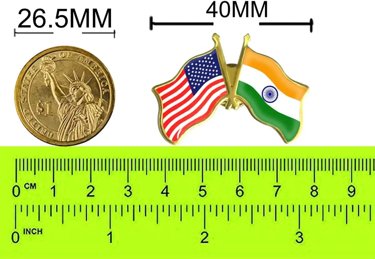6/12/50/100 Pack-American India Friendship Flag Pins Bulk -1.5” Metal Patriotic US USA Indian Lapel Pins Badge Souvenir