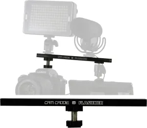 8 Inch Cold Shoe Extension Bracket - Dual Sided Camera Flash Mount with D-Flashner Adapter by Cam Caddie - Black