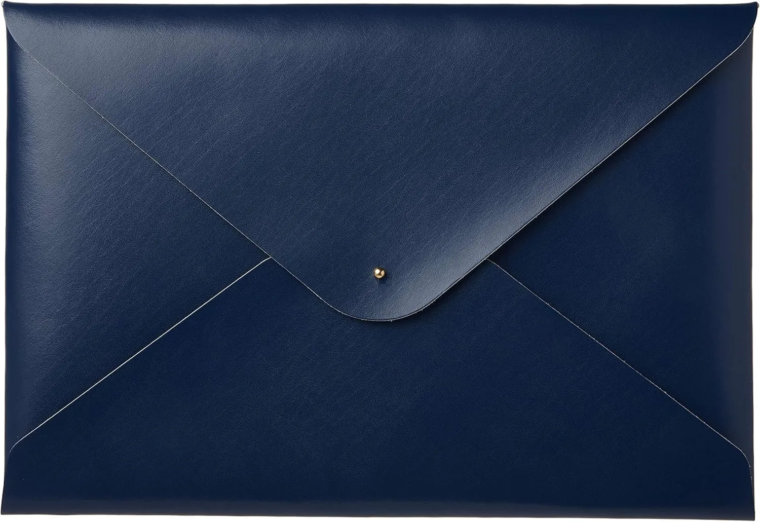 9 x 13-Inches Shiny Navy Blue Recycled Leather File Folder (PT00922)