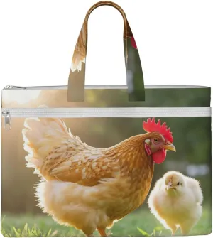 A Brood of Chickens Print Men's and Women's Canvas Portable File Bags,Laptop Briefcase,Business Travel Office Bags
