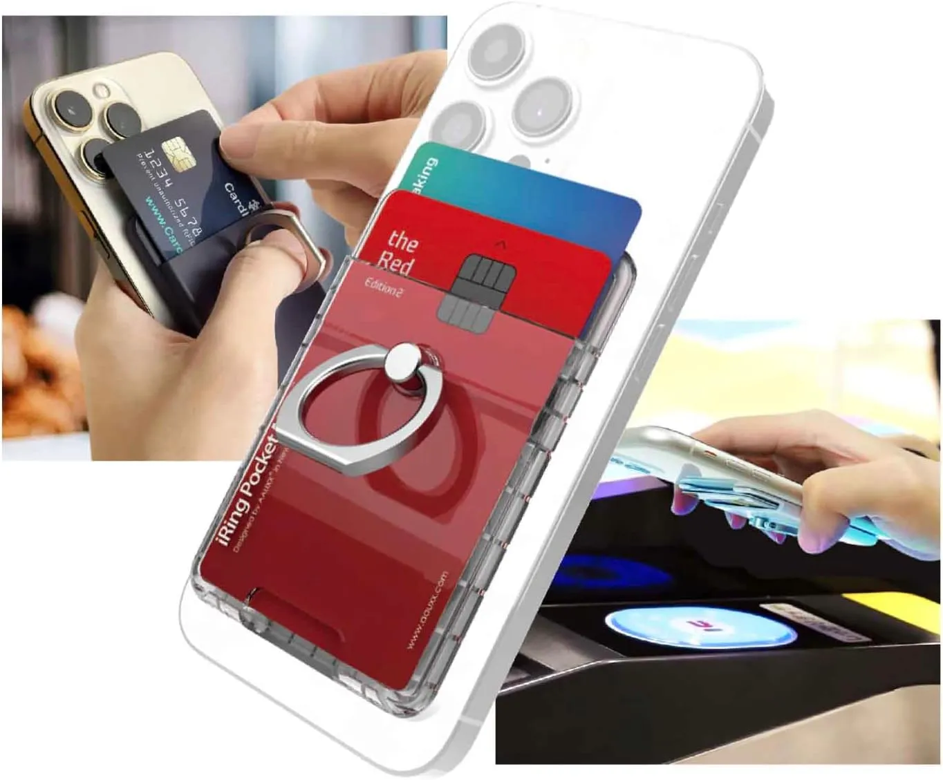 AAUXX UMS-IR03PKMGPW iRing Magnetic Case   Pocket Mag Bundle Version, Magsafe Compatible, iPhone 14 Pro Max, Clear Case, Strong Magnet, Smartphone Ring, Compatible with iRing PocketMag,