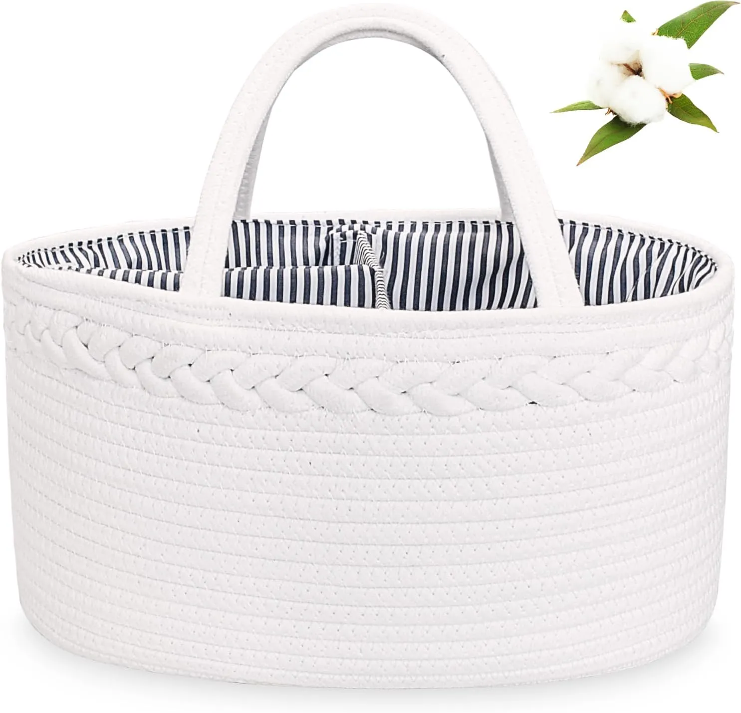 ABenkle Baby Diaper Caddy, Nursery Storage Bin and Car Organizer for Diapers Wipes, Cotton Rope Basket Changing Table Caddy