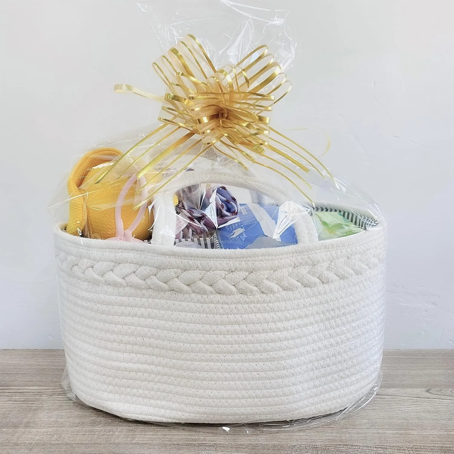 ABenkle Baby Diaper Caddy, Nursery Storage Bin and Car Organizer for Diapers Wipes, Cotton Rope Basket Changing Table Caddy