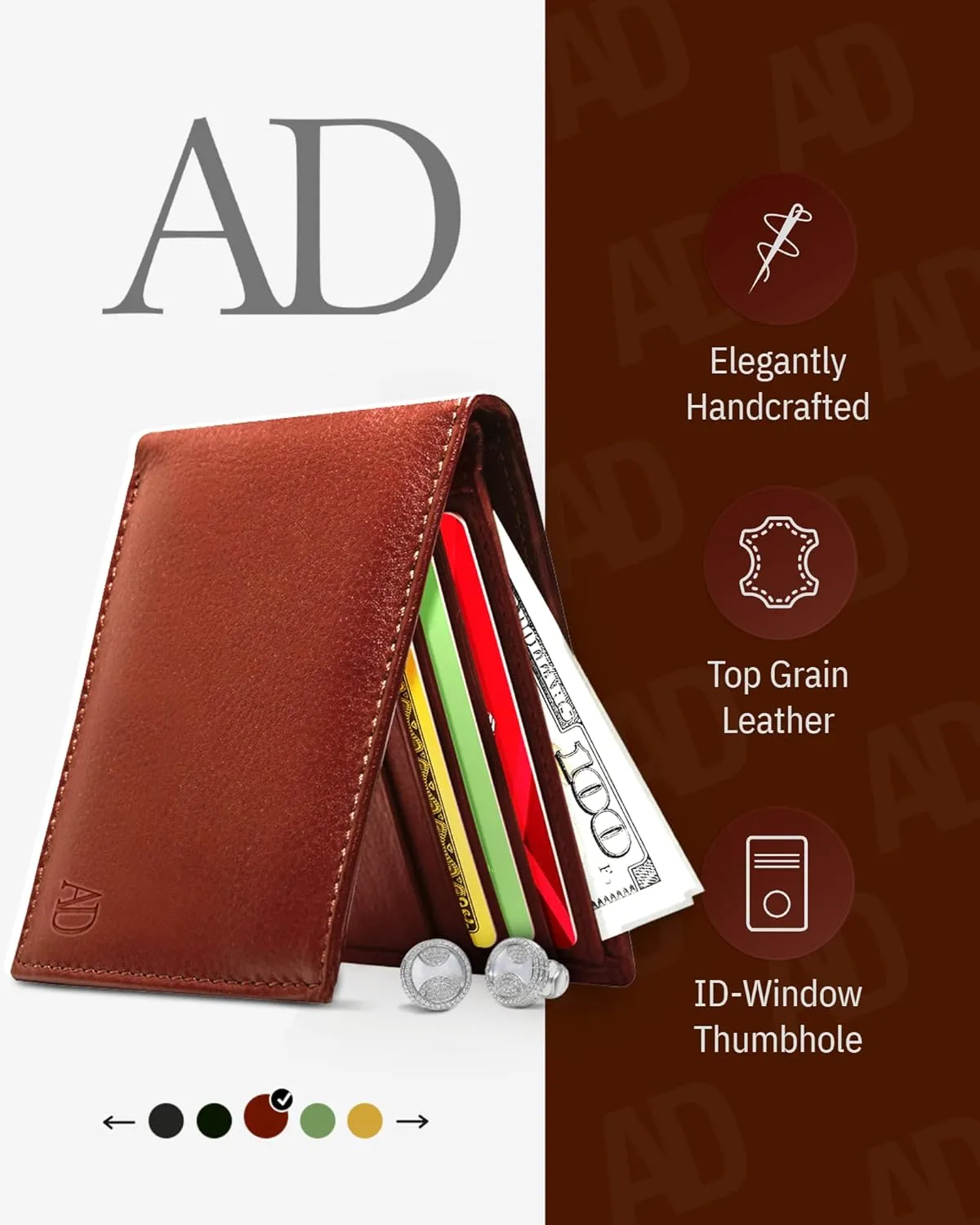 Access Denied REAL LEATHER Slim Bifold Wallets For Men - Minimalist Card Holder Thin Mens Wallet RFID Gifts For Him