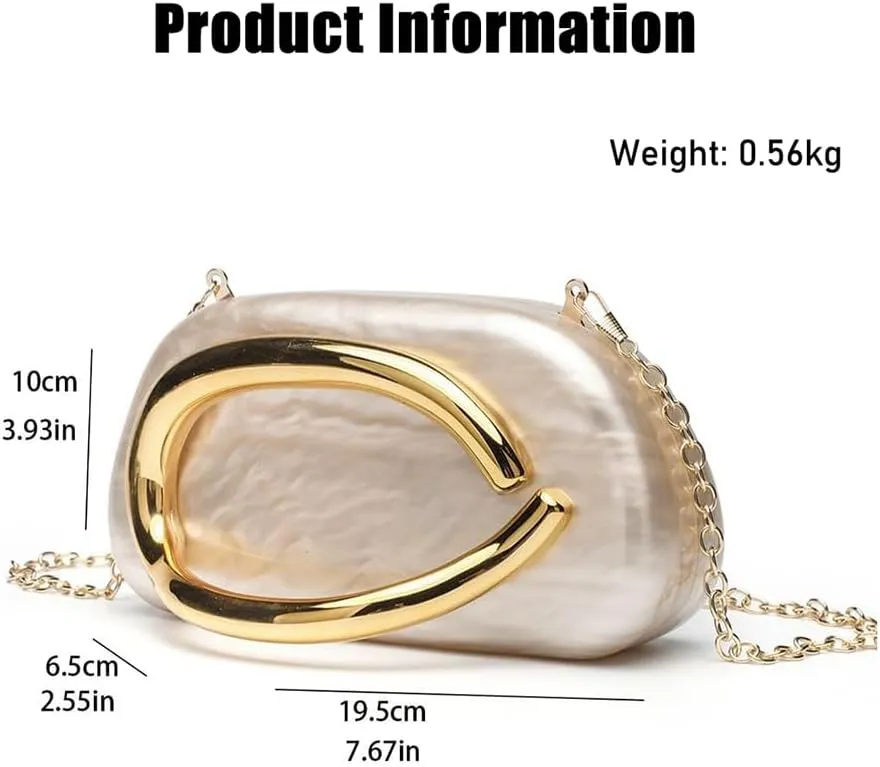 Acrylic Clutch Purse for Women Classic Round Acrylic Evening Handbag Vintage Metal Handlebars Bag for Wedding Party Prom
