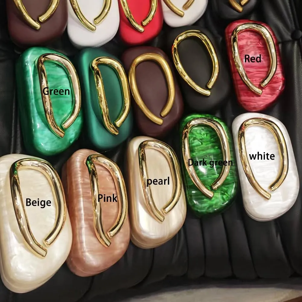 Acrylic Clutch Purse for Women Classic Round Acrylic Evening Handbag Vintage Metal Handlebars Bag for Wedding Party Prom