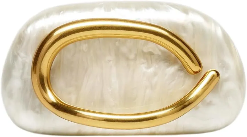 Acrylic Clutch Purse for Women Classic Round Acrylic Evening Handbag Vintage Metal Handlebars Bag for Wedding Party Prom