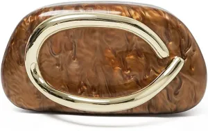 Acrylic Clutch Purse for Women Classic Round Acrylic Evening Handbag Vintage Metal Handlebars Bag for Wedding Party Prom