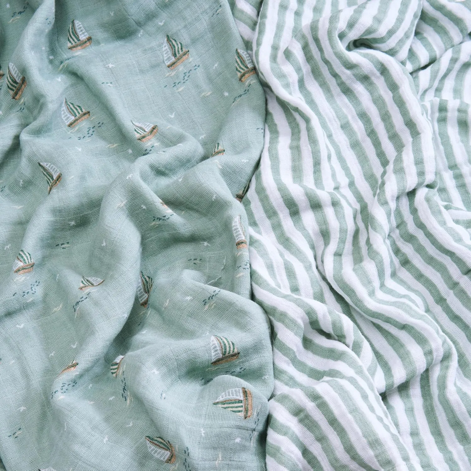 aden   anais Boutique 100% Organic Cotton Muslin Swaddle, Breathable Baby Blanket, Ideal for Boys, Girls, Newborns, Babies & Infants, Receiving Blanket, Soft and Lightweight Wrap, 2 Pack, Sailing Seas