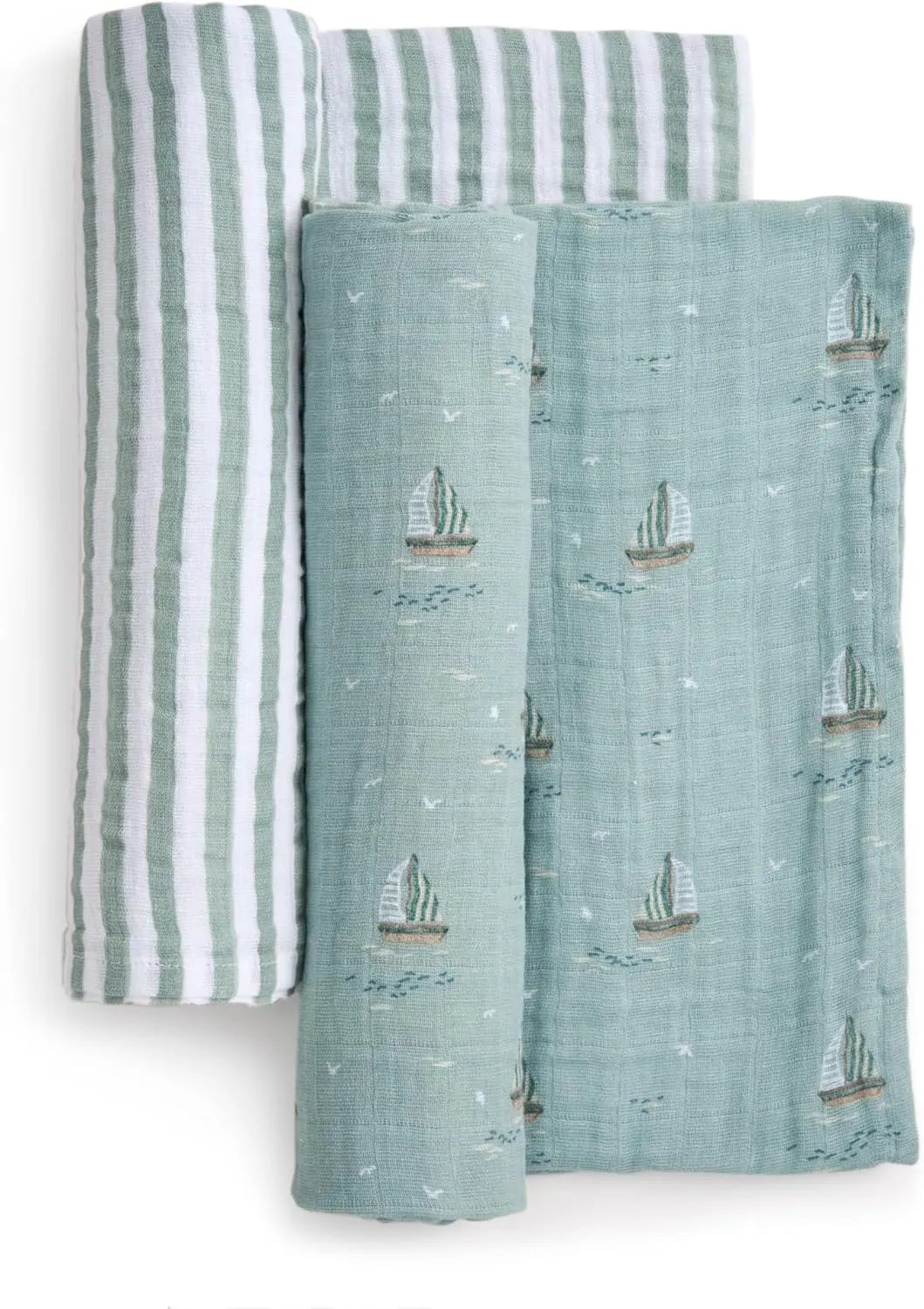 aden   anais Boutique 100% Organic Cotton Muslin Swaddle, Breathable Baby Blanket, Ideal for Boys, Girls, Newborns, Babies & Infants, Receiving Blanket, Soft and Lightweight Wrap, 2 Pack, Sailing Seas