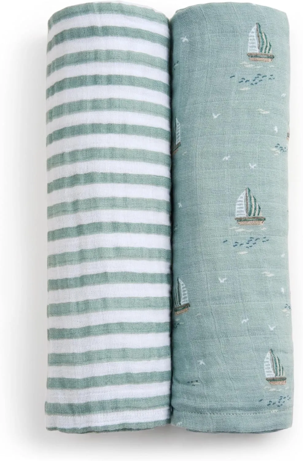 aden   anais Boutique 100% Organic Cotton Muslin Swaddle, Breathable Baby Blanket, Ideal for Boys, Girls, Newborns, Babies & Infants, Receiving Blanket, Soft and Lightweight Wrap, 2 Pack, Sailing Seas