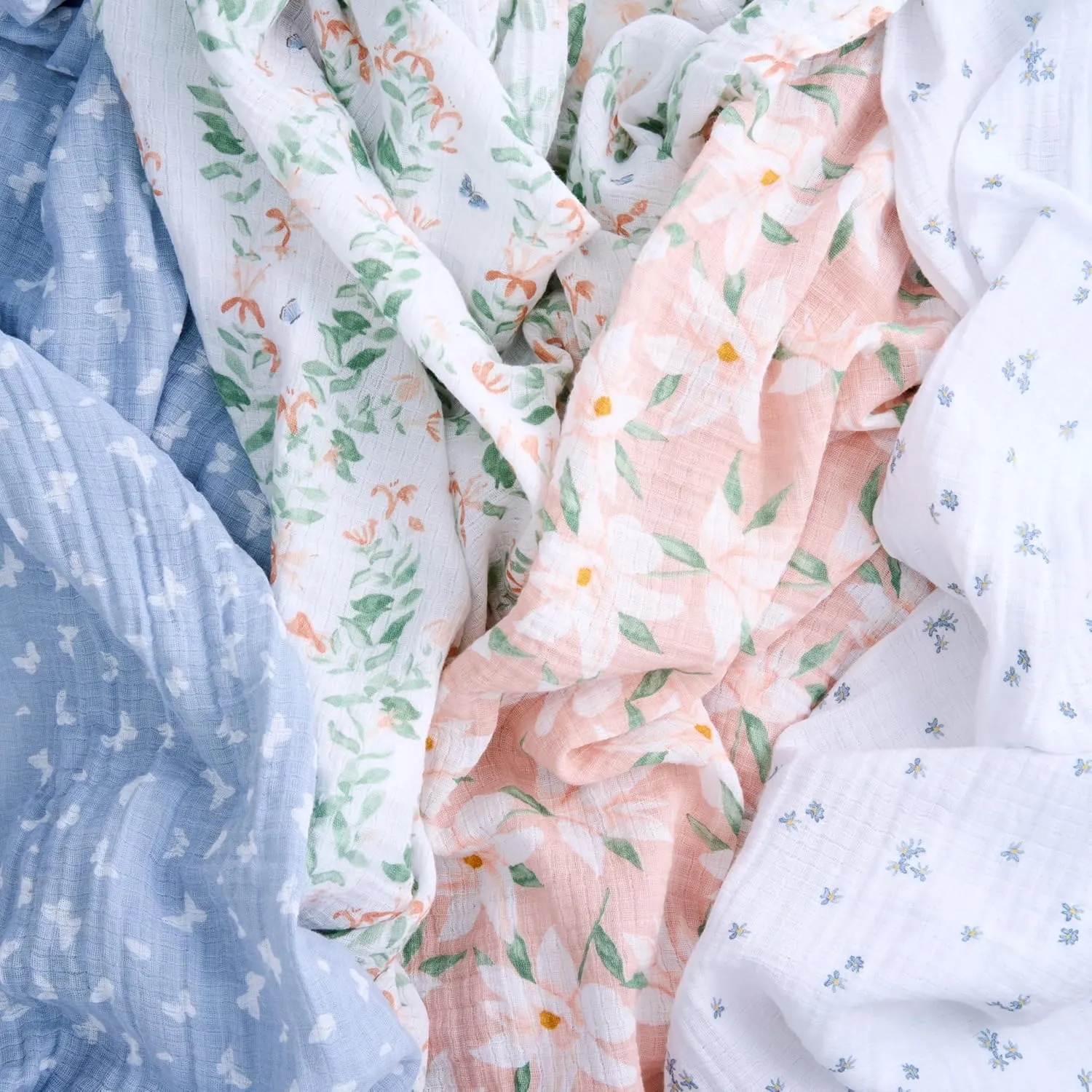 aden   anais Essentials Cotton Muslin Swaddle, Breathable Baby Blanket, Ideal for Boys, Girls, Newborns, Babies & Infants, Receiving Blanket, Soft and Lightweight Wrap, 4 Pack, Butterfly Garden