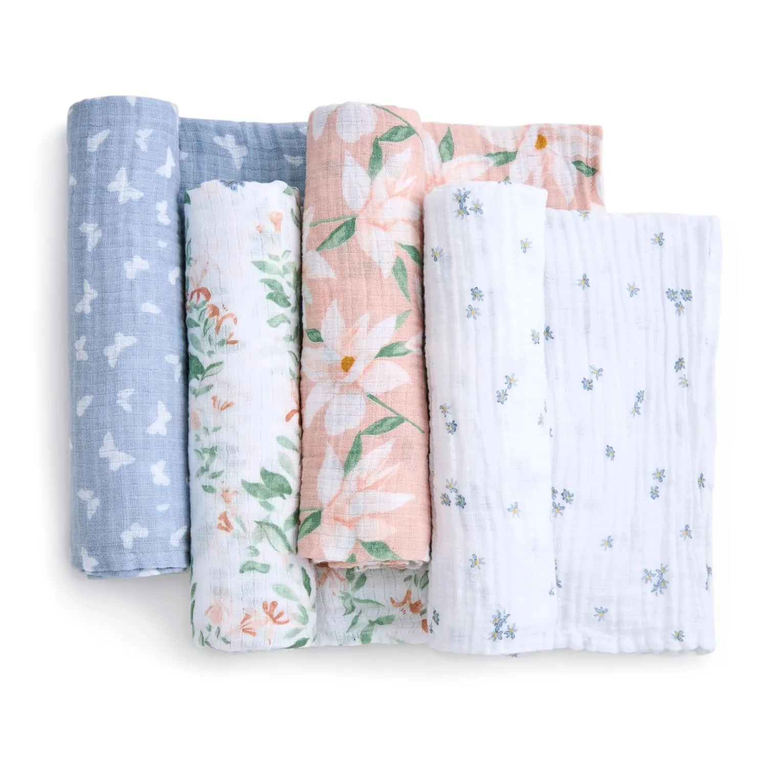 aden   anais Essentials Cotton Muslin Swaddle, Breathable Baby Blanket, Ideal for Boys, Girls, Newborns, Babies & Infants, Receiving Blanket, Soft and Lightweight Wrap, 4 Pack, Butterfly Garden