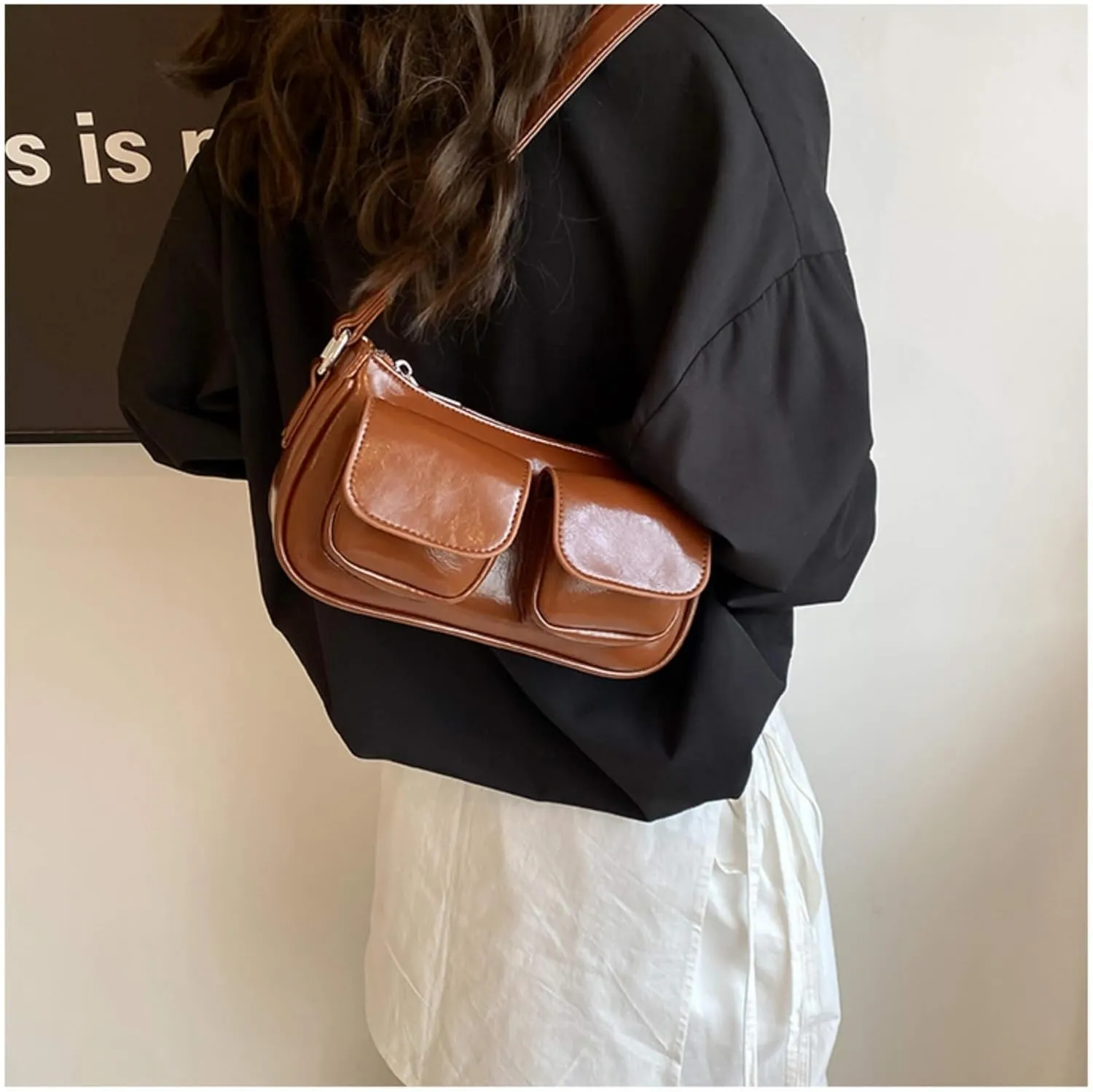 Aesthetic Y2K Handbag Purse, Vintage Buckle Purse