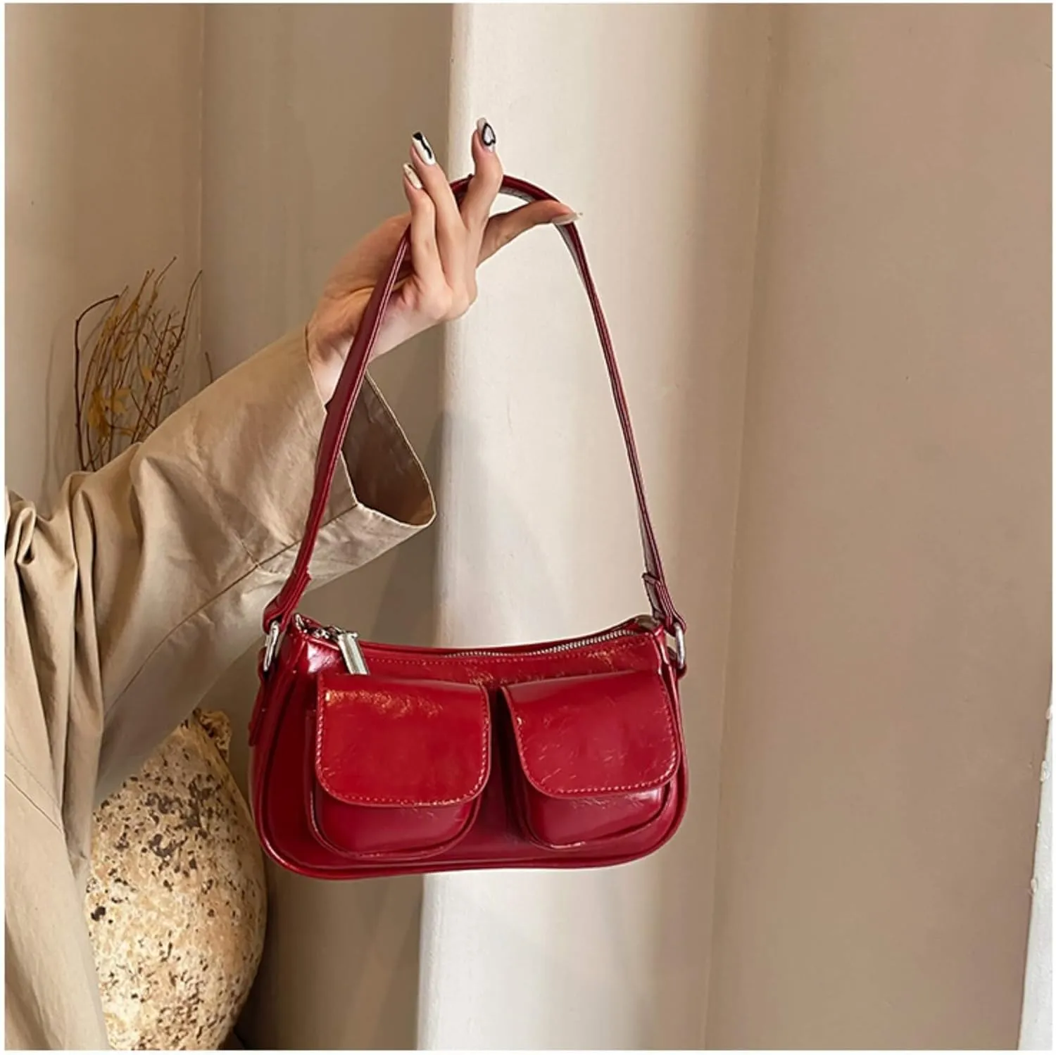 Aesthetic Y2K Handbag Purse, Vintage Buckle Purse