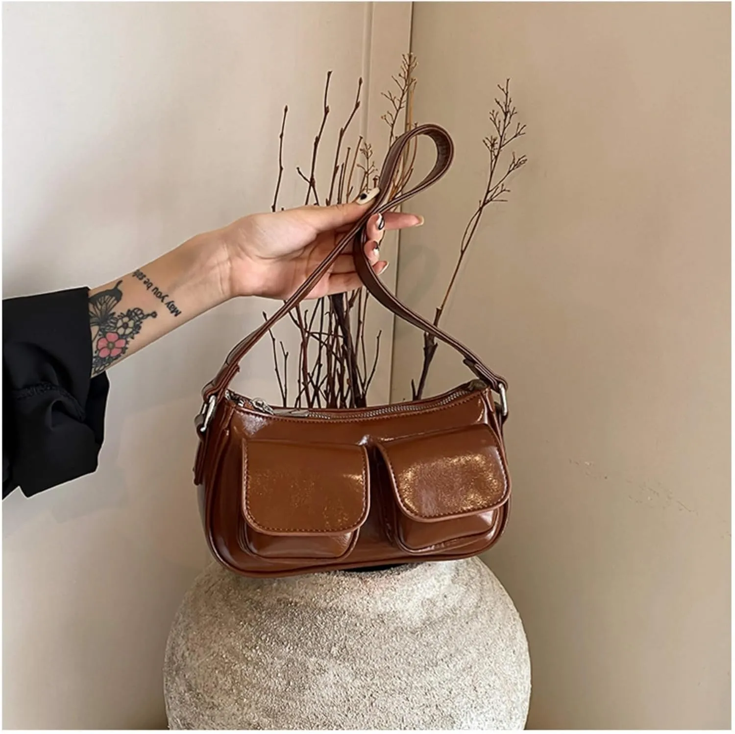 Aesthetic Y2K Handbag Purse, Vintage Buckle Purse