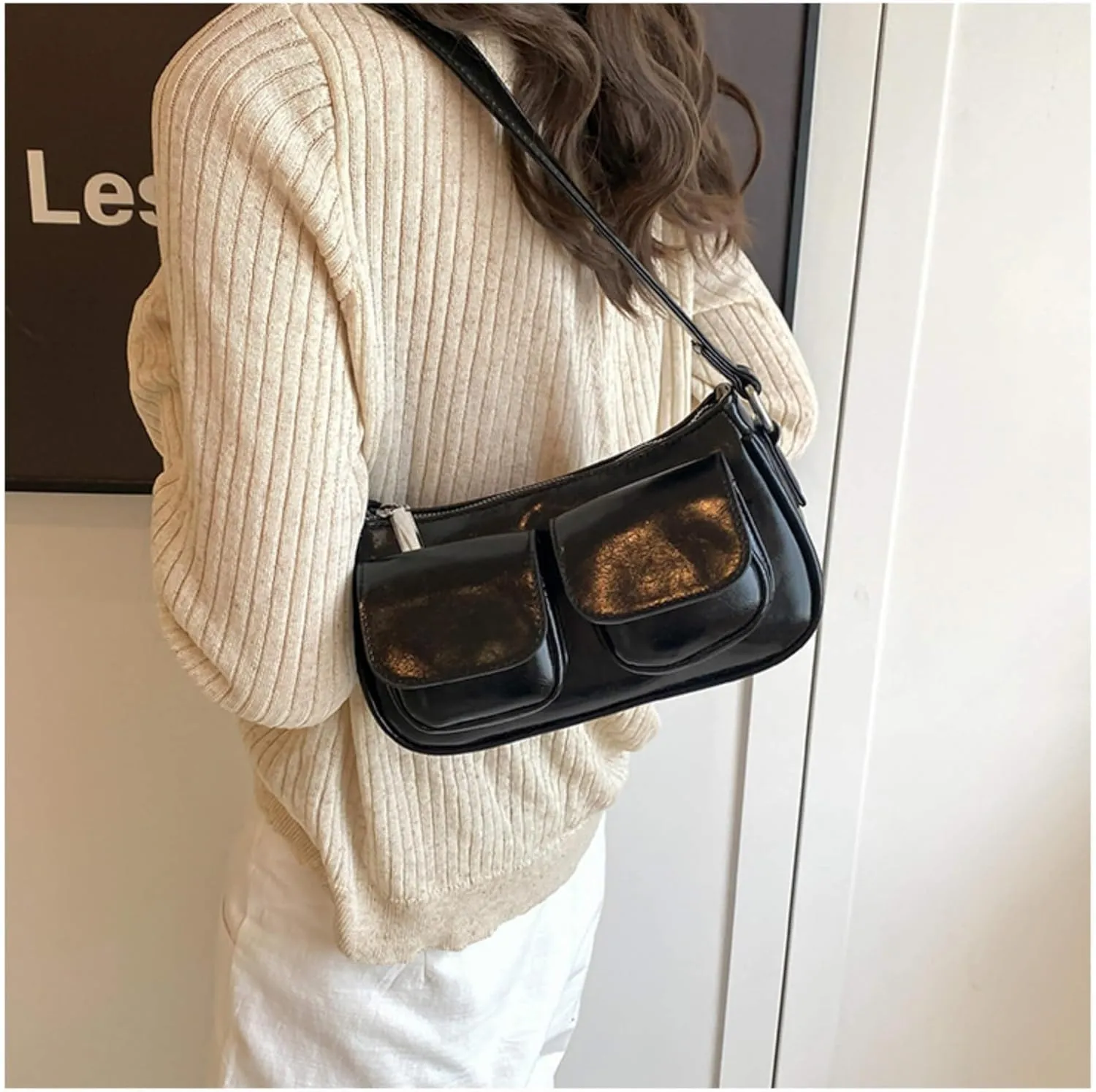Aesthetic Y2K Handbag Purse, Vintage Buckle Purse