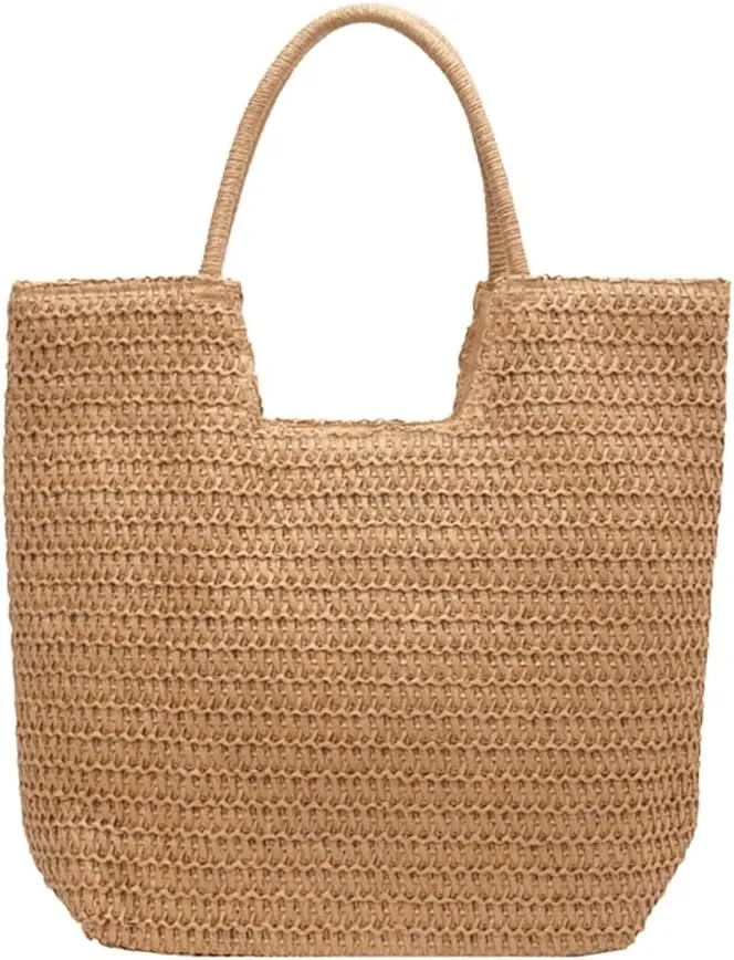 Afashor Shoulder Bags for Women Beach Chic Tote Bag Leisure Vacation Hobo Bag with Zipper Closure
