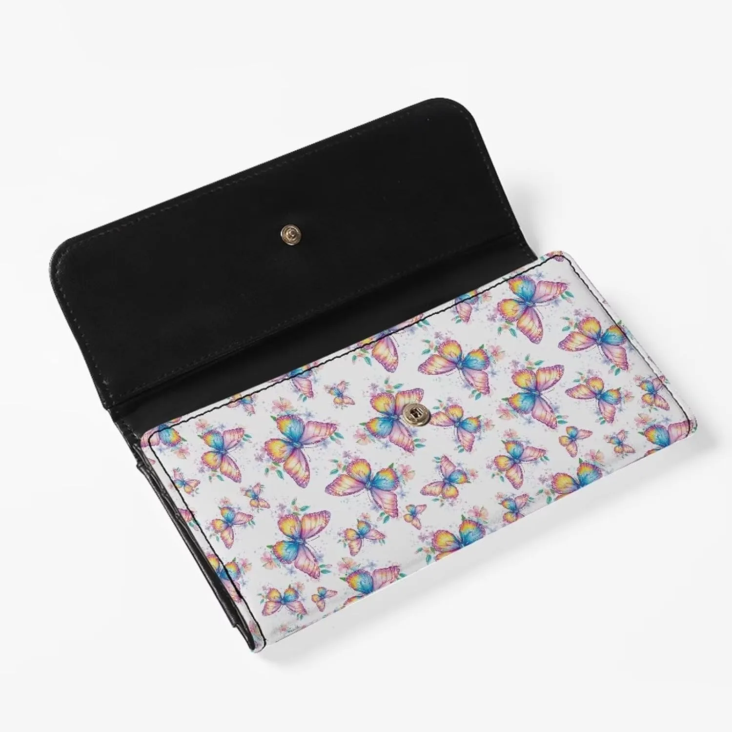 AFPANQZ 3D Cat Butterfly Long Clutch for Ladies Girls Large Luxury Women's RFID Blocking Tri-fold Leather Wallet Women's Leather Purse Large Capacity PU Purses with Zipper