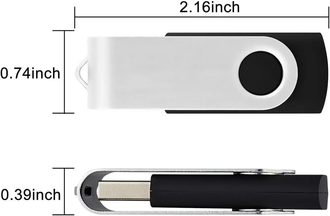 Aiibe 10 Pack 8GB USB Flash Drive Flash Drives USB 2.0 Thumb Drive Memory Stick Zip Drives Bulk (8GB, 10 Pack, Black)