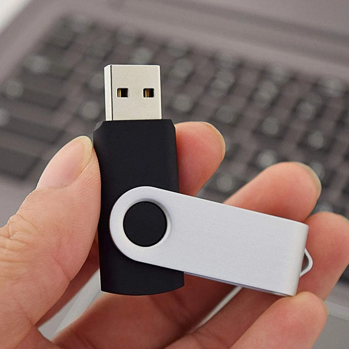Aiibe 4GB Flash Drive Bulk 4GB USB Flash Drive Thumb Drives 10 Pack USB 2.0 Memory Stick Jump Drive Zip Drives Swivel Keychain Design (4GB, Black)
