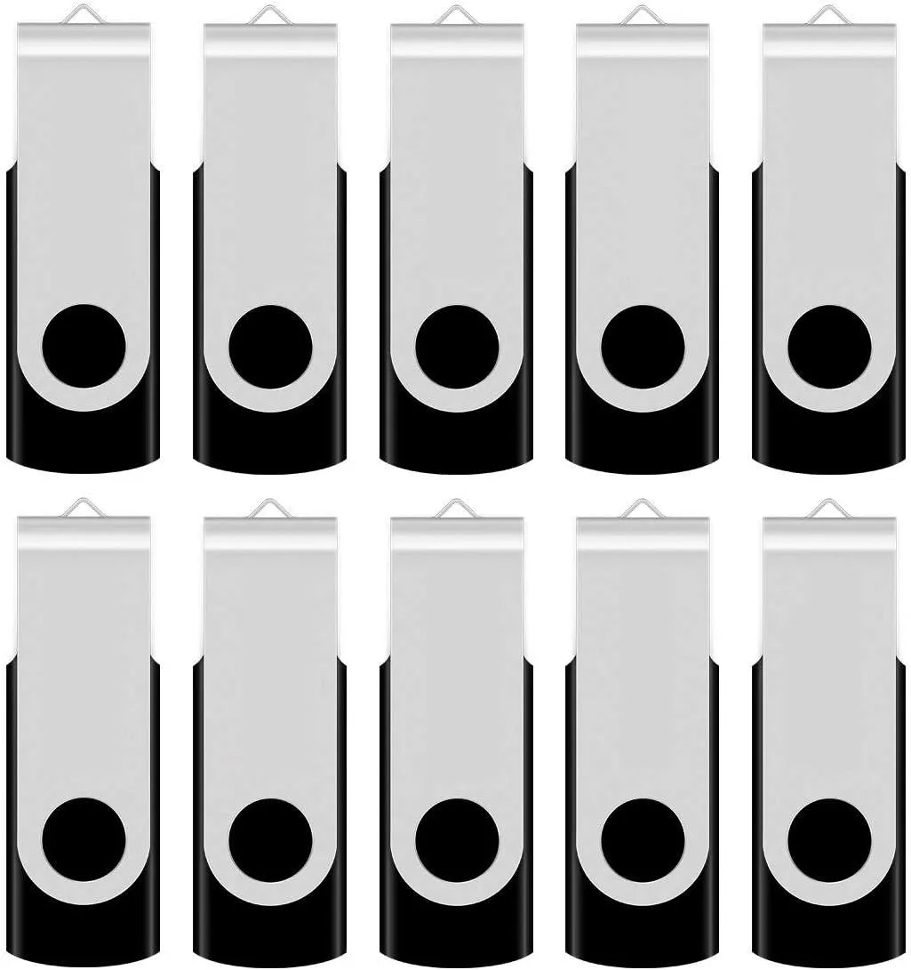 Aiibe 4GB Flash Drive Bulk 4GB USB Flash Drive Thumb Drives 10 Pack USB 2.0 Memory Stick Jump Drive Zip Drives Swivel Keychain Design (4GB, Black)