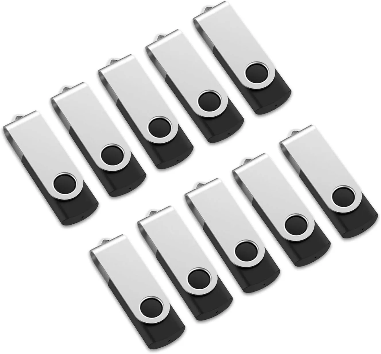 Aiibe 4GB Flash Drive Bulk 4GB USB Flash Drive Thumb Drives 10 Pack USB 2.0 Memory Stick Jump Drive Zip Drives Swivel Keychain Design (4GB, Black)