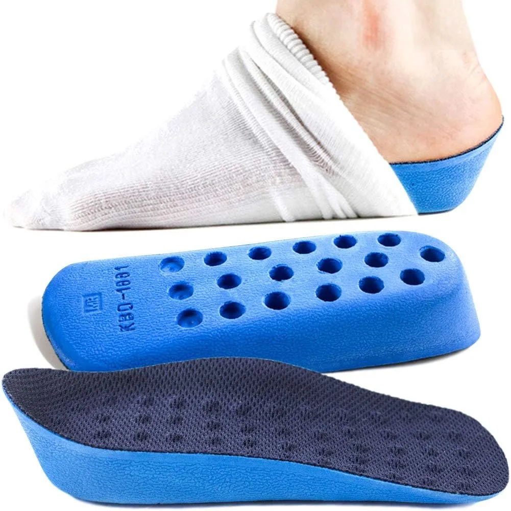 Ailaka Height Increase Insoles (Can be Worn in Socks), Arch Support Half Inserts Shock Absorption Heel Lifts Cushion Pads for Men & Women (Small)