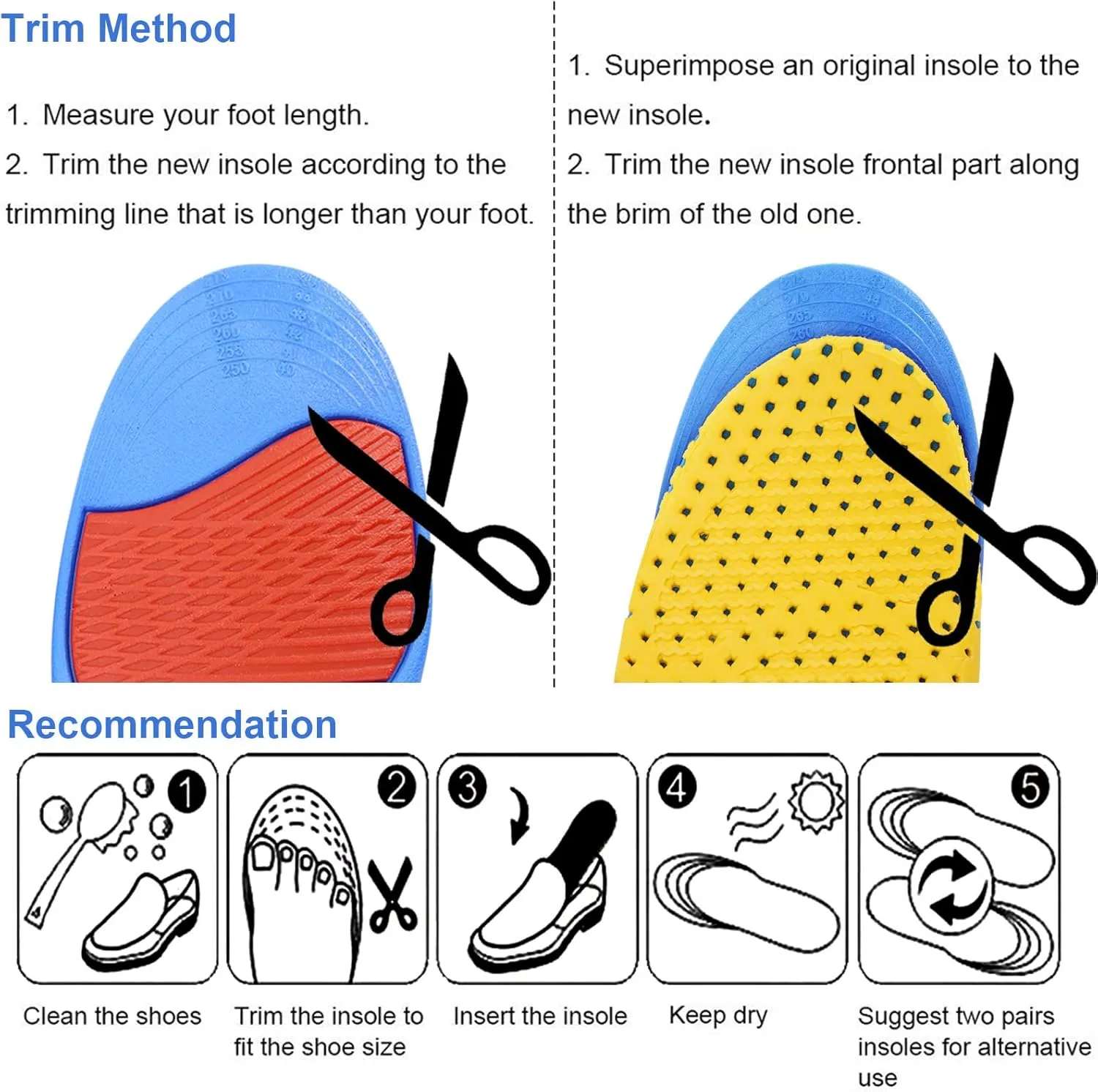 Ailaka Height Increase Insoles for Men Women - 1 Pair PU Shoes Lifts Elastic Shock Absorbing Sports Shoe Insoles Height Increase, Heel Lifts for Men Women Shoes Inserts