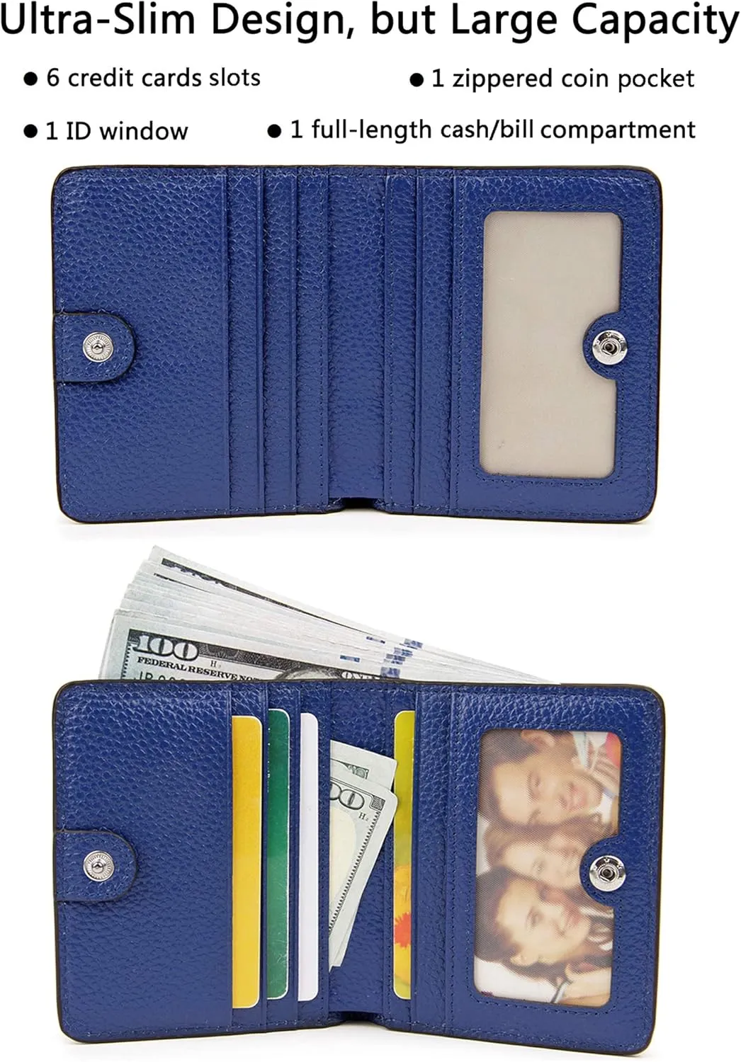 AINIMOER Small Leather Wallet for Women, Ladies Credit Card Holder RFID Blocking Women's Mini Bifold Pocket Purse