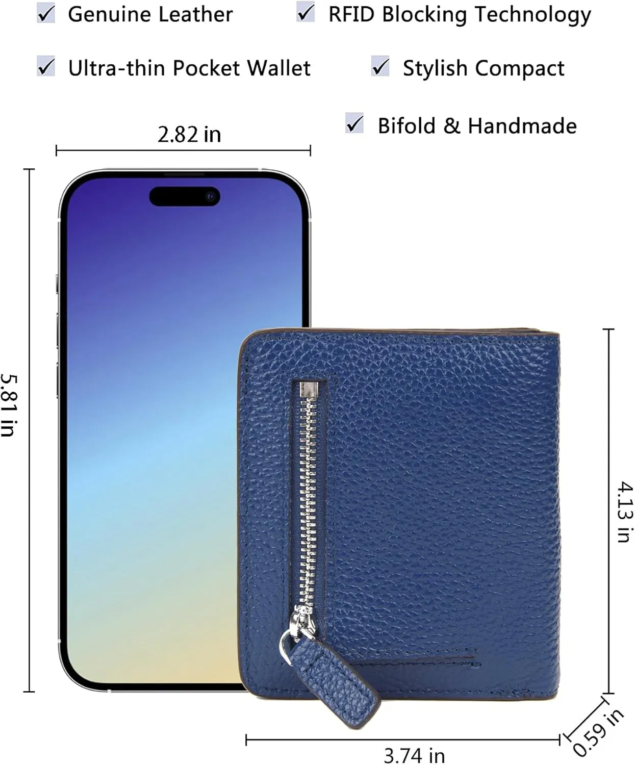 AINIMOER Small Leather Wallet for Women, Ladies Credit Card Holder RFID Blocking Women's Mini Bifold Pocket Purse