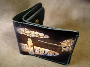 Airplane, Aviation, Plane, Pilot, Men's 3D Genuine Leather Wallet, Handmade wallet, Carved wallet, Tooled wallet, Airbrush Art, Bifold wallet, Custom wallet, Personalized wallet, C(8)