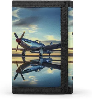 Airplane Vintage Aviation Fighter Trifold Wallet Slim Credit Card Holder Minimalist Front Pocket Money Clip for Women Men