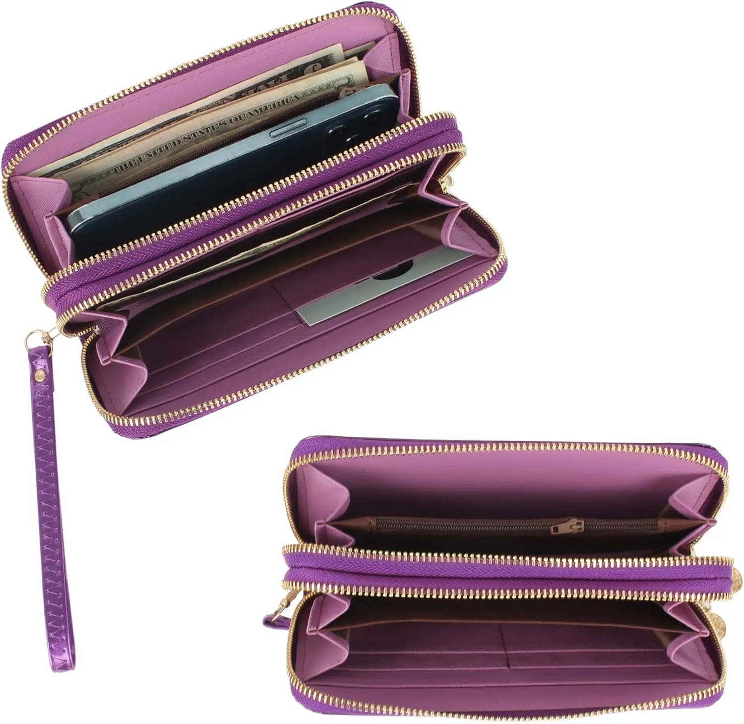 Aisi Women Patent Leather Clutch Wallet Phone Card Holder Organizer Ladies Purse