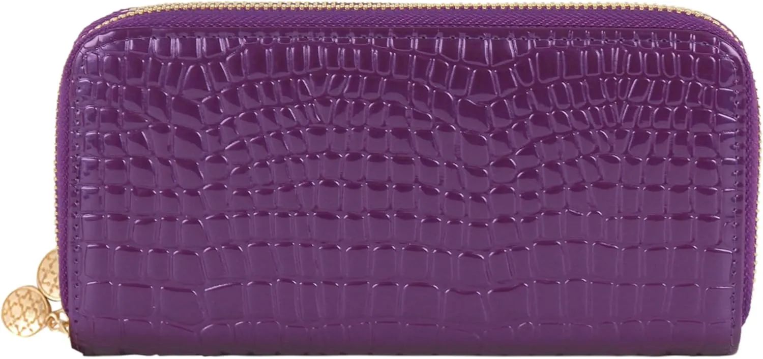 Aisi Women Patent Leather Clutch Wallet Phone Card Holder Organizer Ladies Purse