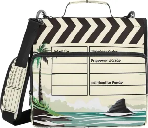 ALAZA Movie Clapboard Cinema Beach Zipper Binder Bag 3 Ring Binder Large Capacity 1.5 Inch Multi-Pockets Organizer with Shoulder Strap and Handle for School Office Supplies