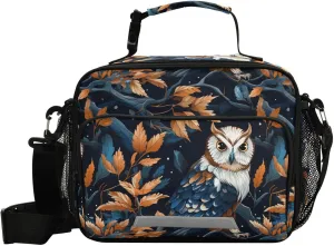ALAZA Owl and Autumn Forest Insulated Lunch Bag Portable Reusable Cooler Lunch Tote Bag with Shoulder Strap for Women Men Work Office Picnic College
