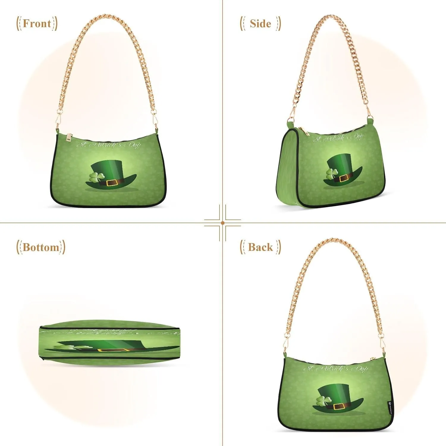 ALAZA Shoulder Handbags for Women Travel Hobo Tote Handbag Women Gold Chain Shoulder Bags Purse with Zipper Closure
