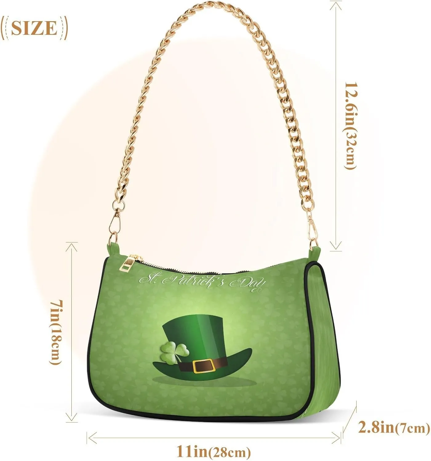ALAZA Shoulder Handbags for Women Travel Hobo Tote Handbag Women Gold Chain Shoulder Bags Purse with Zipper Closure