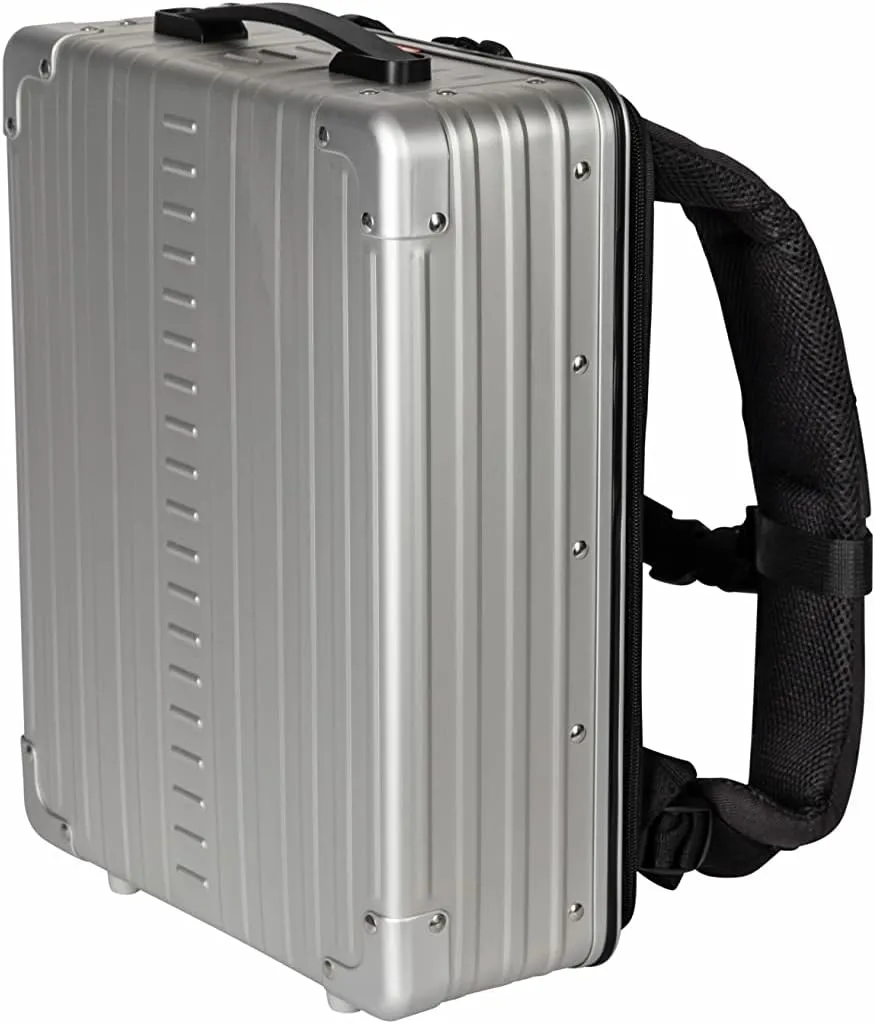 Aleon 16" Hybrid Aluminum Backpack for Men & Women | Fits 13" Laptop | Hard Shell for Business Travel | Tech, Executive, Gaming, Photographer Backpack (Silver)