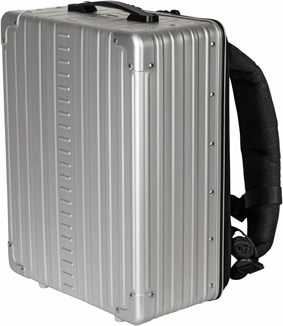Aleon 17" Hybrid Aluminum Backpack for Men & Women | Fits 15" Laptop | Hard Shell Bag for Business Travel | Tech, Executive, Gaming, Photographer Backpack (Silver)
