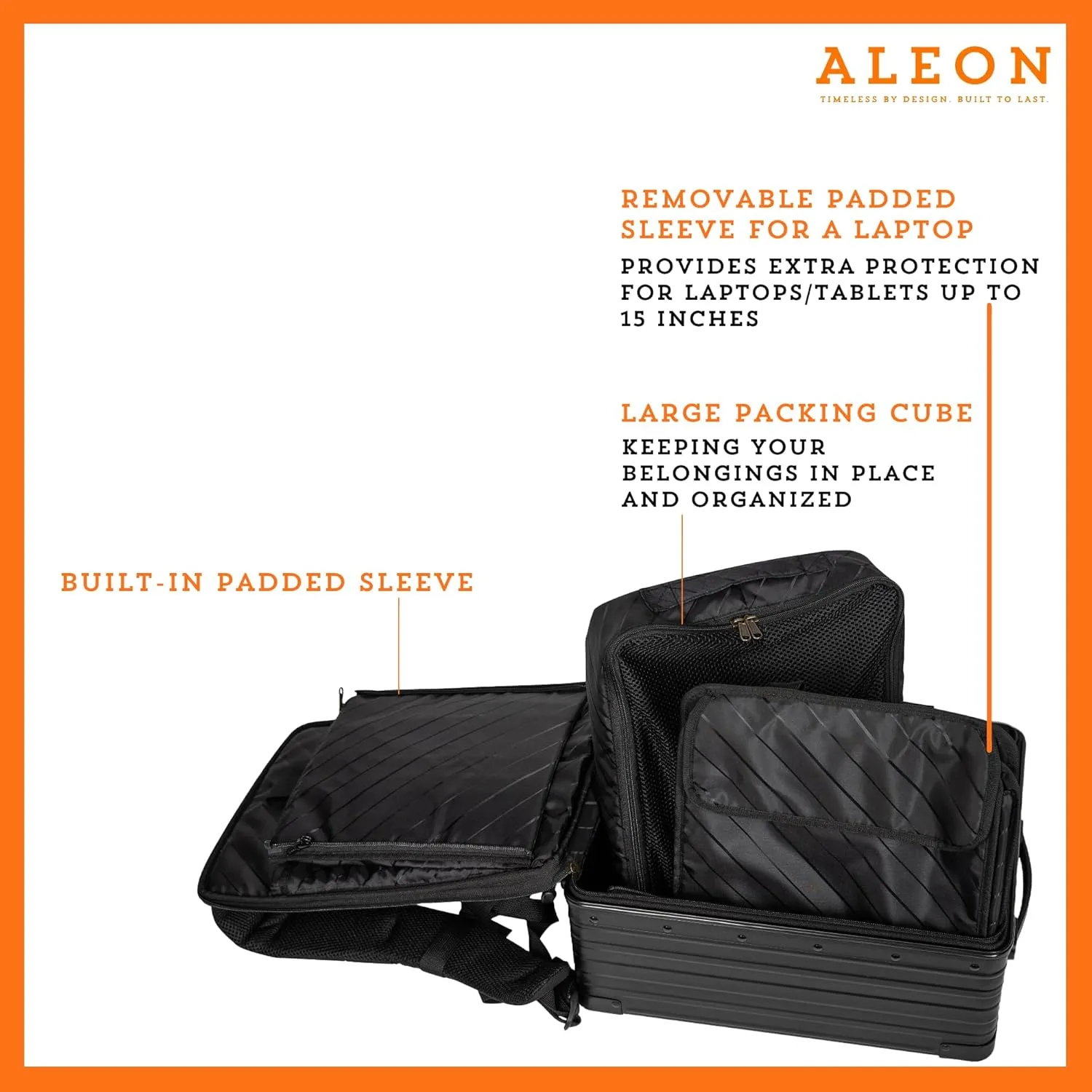 Aleon 17" Hybrid Aluminum Backpack for Men & Women | Fits 15" Laptop | Hard Shell Tech Backpack for Business, Gaming, or Photography (Black)