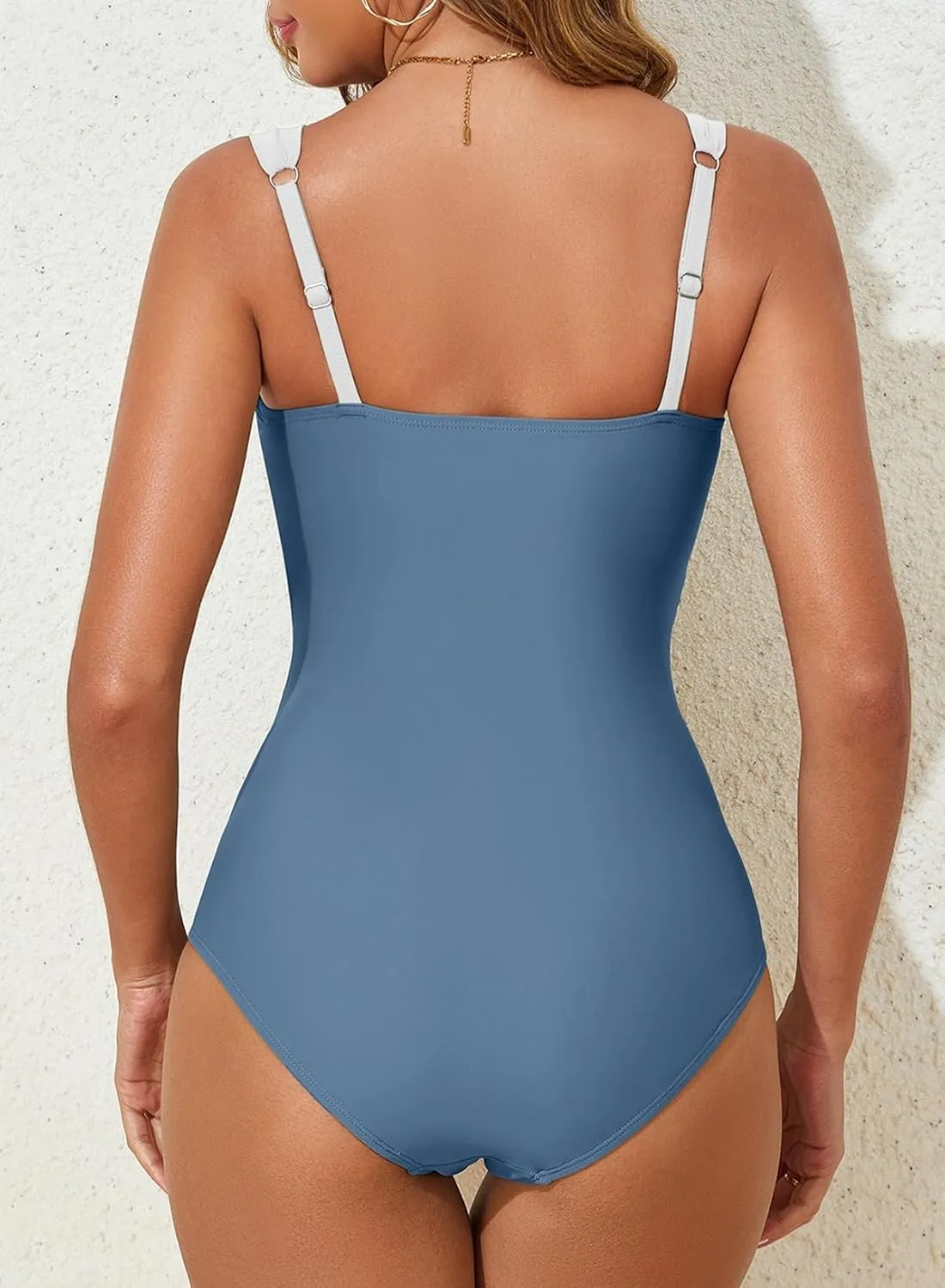 Aleumdr Women's One Piece Swimsuit Ruched Tummy Control Bathing Suit Adjustable Strap Full Coverage Swimwear