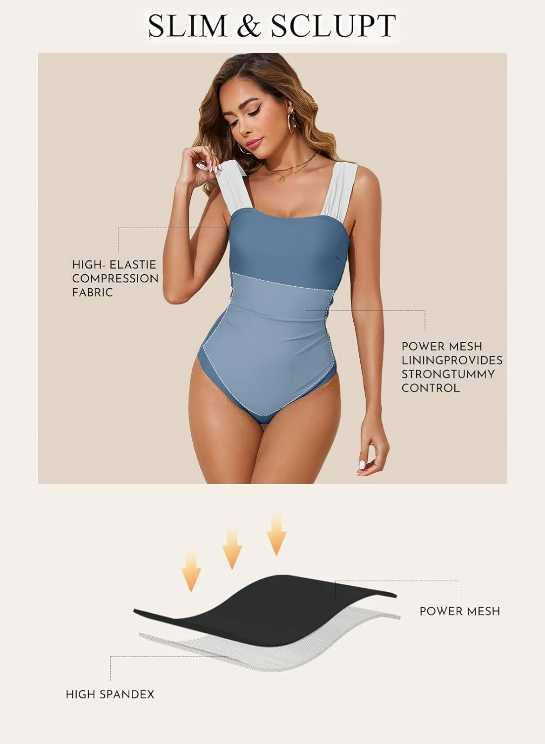 Aleumdr Women's One Piece Swimsuit Ruched Tummy Control Bathing Suit Adjustable Strap Full Coverage Swimwear