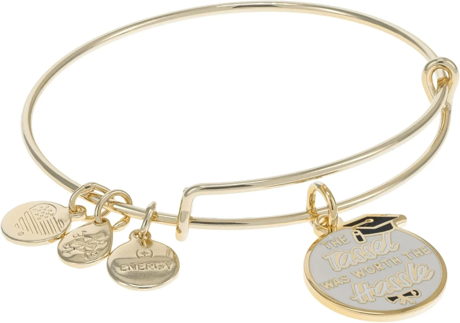 Alex and Ani Celebrations Expandable Bangle for Women, The Tassel Was Worth the Hassle Charm, Shiny Gold Finish, 2 to 3.5 in