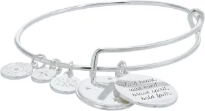 Alex and Ani Faith and Cross Slider Charm Expandable Wire Bangle Bracelet, Shiny Silver Finish,Silver Charm, 2 to 3.5 in