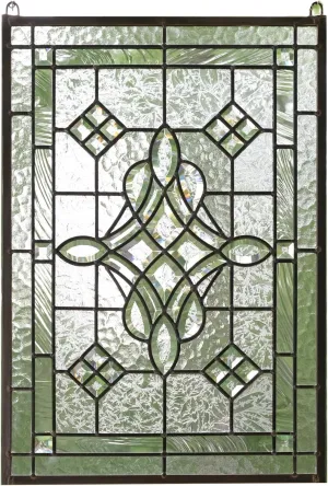 All clear beveled glass hanging window Panel 16"x24"