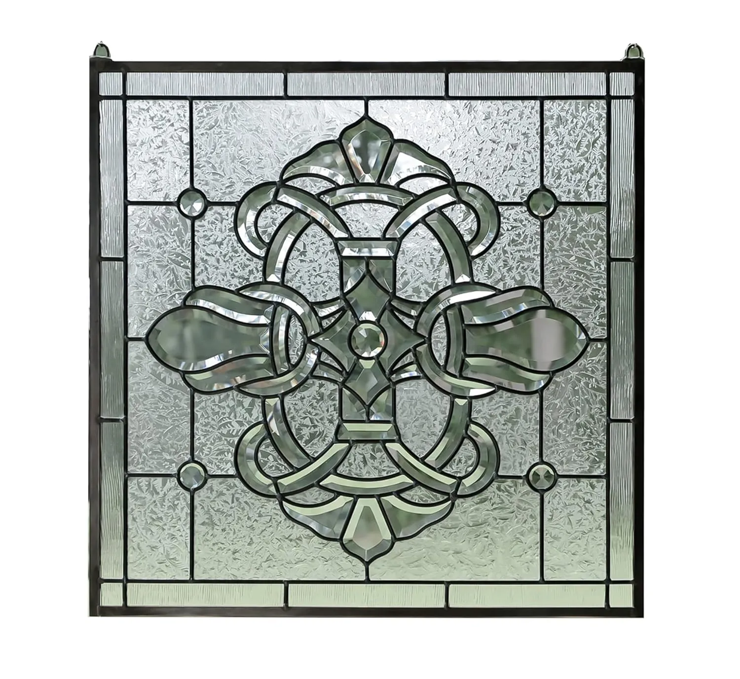 All Clear Stained Glass Beveled Window Panel, 24" X 24"