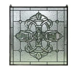 All Clear Stained Glass Beveled Window Panel, 24" X 24"